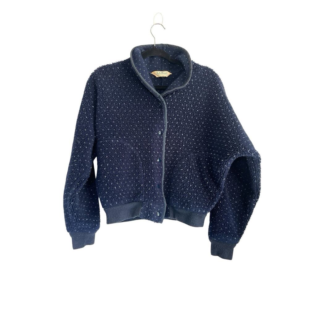 LL Bean FREEPORT MAINE USA Women's Med Fleece Boucle Jacket Snap Campfire Woodsy